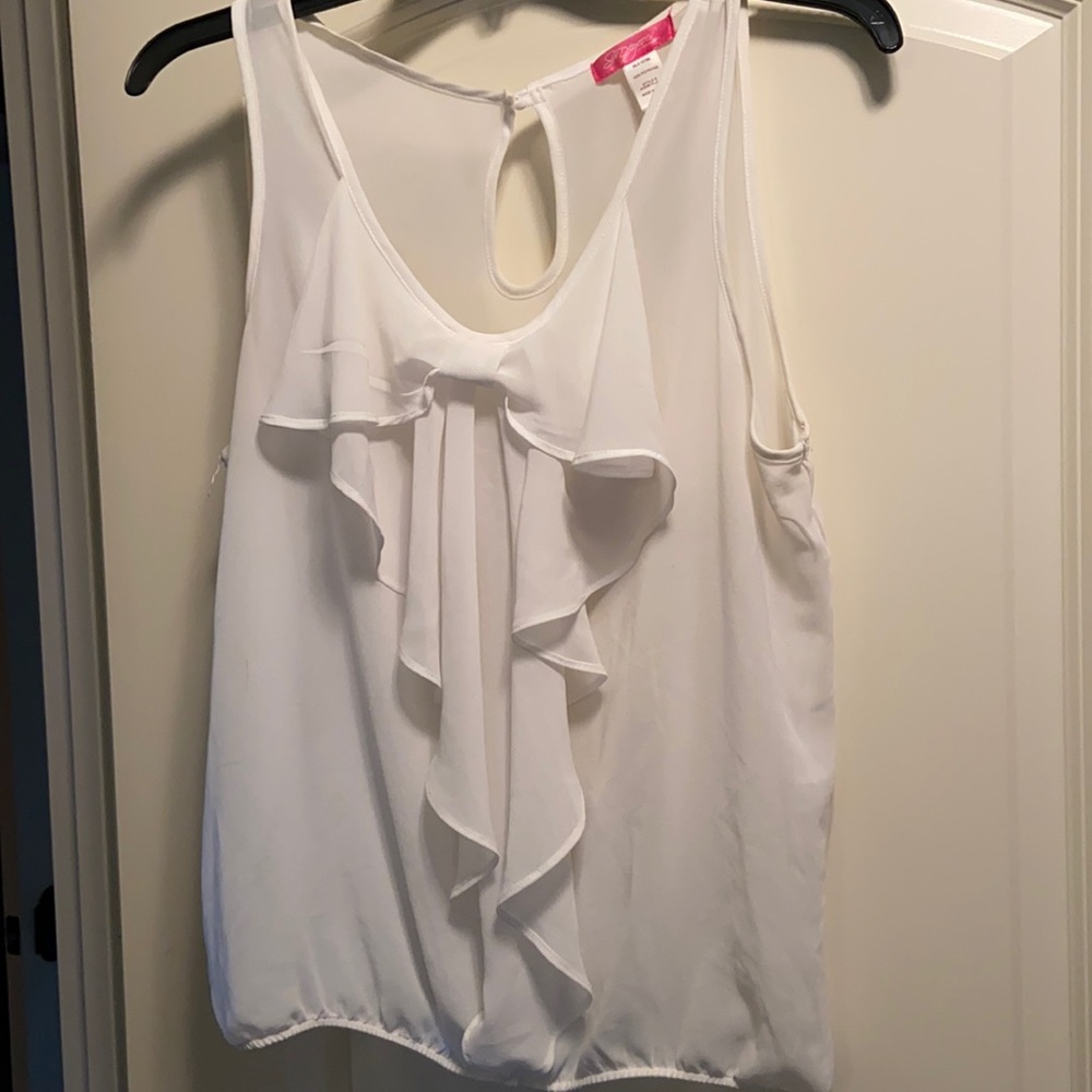 Sheer ruffle front blouse, off white: